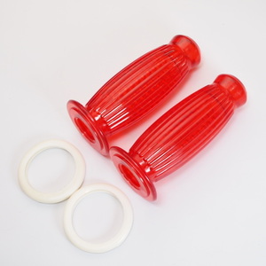 Pair of grips -BUBBLE Superflex 24mm red SuperFrexタイプ グリップ 透明赤 VESPA ベスパ 50s 100s ET3 Sprint Super GTR Rally 90ss