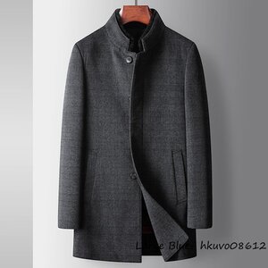 16万*最上級 ダウンジャケット 立ち襟 ビジネスコート 厚手 セレブ*WOOL ロングコート ウールコート 人気新品 紳士スーツ メンズコート M