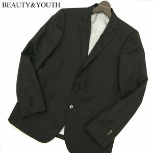 BEAUTY&YOUTH ユナイテッドアローズ 通年 総裏 裏ストライプ★ ウール 2B アンコン テーラード ジャケット Sz.M　メンズ 黒　C3T09389_A#O