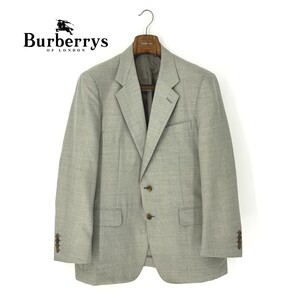 A6804/ビンテージ 80s 美品 秋冬 総裏 BURBERRY バーバリー ウール リネン アルパカ テーラード シングル2Bジャケット 175 AB6 灰色/メンズ