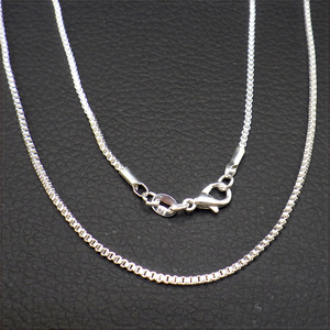 [NECKLACE] 925 Silver Plated Box Chain スリム スクエア ボックス ベネチアンチェーン シルバーネックレス 1.4x600mm (5g)【送料無料】