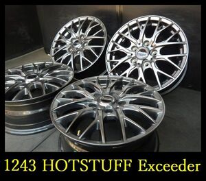 【1243】T8006304◆HOTSTUFF Exceeder◆15x6J 5穴 PCD114.3 +43◆4本◆ノア　ヴォクシー　ステプWなど