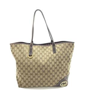 GUCCI グッチ 169945 トートバッグ GGキャンバス レザー ブラウン ベージュ ゴールド金具 レディース 管理HS36306