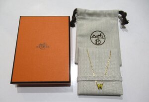 Hermes エルメス ミニポップアッシュ イエロー ネックレス ゴールド Hロゴ アクセサリー BOX付 中古 ランクA BRB・バッグ・財布