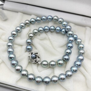 【テリ強!!】アコヤ あこや ブルー グレー パール ネックレス 8mm〜8.5mm 44cm SILVER 刻印 41.7g 本真珠 akoya pearl jewelry necklace