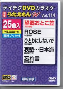 テイチクDVDカラオケ音多うたえもんWVOL,１１４最新演歌望郷おとこ笠ROSEひとりにしないで哀愁…日本海忘れ雪望郷屋台酒涙のエアターミナル