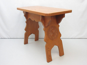 ★sm1079　テーブル　木彫り　ハンドメイド　約65×32cm　サイドテーブル　カフェテーブル　美術　彫刻　オブジェ アンティーク インテリア