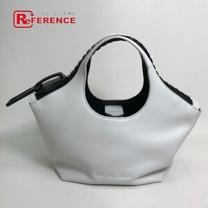 美品 BALENCIAGA バレンシアガ 661854 メガジップ ハンドバッグ ホワイト/ブラック レディース【中古】