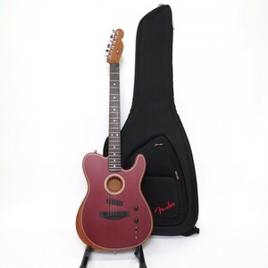 1円〜 Fender American Acoustasonic Telecaster Ebony Fingerboard Crimson Red ケース付 音出し確認済 ※同梱不可 y206-3295293【Y商品】