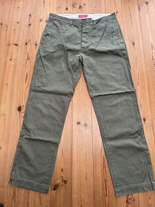 年代物レア supreme パンツ 34 ワークパンツ チノパンツ チノパン ミリタリー シュプリーム work pant ヘリンボーン