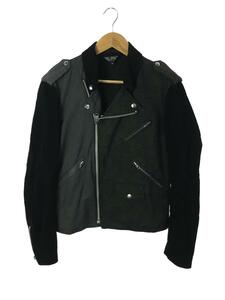 BLACK COMME des GARCONS◆ダブルライダースジャケット/M/コットン/BLK/ペーズリー/1L-J003