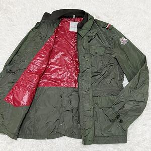 美品・希少7サイズ モンクレール MONCLER ミリタリージャケット ワッペン ナイロンジャケット 軽量アウター トリコロール カーキ