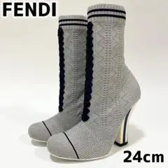 【FENDI】ロココ ニット ショートブーツ 24cm フェンディ ブーティ