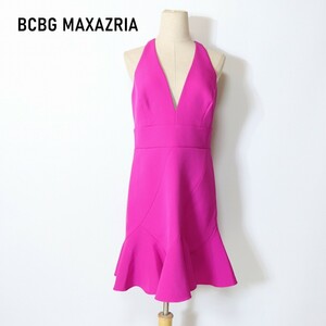 新品タグ付き BCBG MAXAZRIA ビーシービージーマックスアズリア 膝丈ワンピース ノースリーブ マーメイド 裏地有 紫 パープル ８ YC85