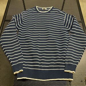 ビームス beams コットン セーター ボーダー 紺 ネイビー 白 ホワイト Lサイズ 90s 00s