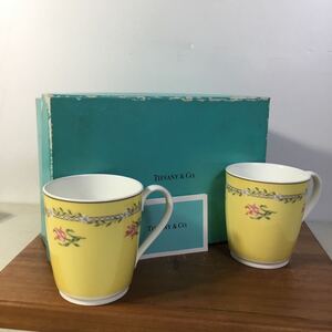 Tiffany ペア マグカップ ティファニー & co. Pink Tulip ピンクチューリップ 1996 Sybil Connolly 箱 紅茶 コーヒー カップ&ソーサー YOC9