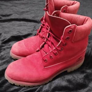 【美品】Timberland ティンバーランド ヌバック レースアップ ブーツ プリマロフト レッド 赤 メンズ 9W（27cm）