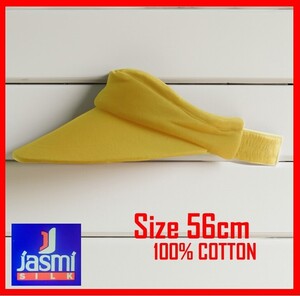 jasmi silk 涼しい コットン 100% クリームイエロー ツバ大きめ サンバイザー 56cm 日除け帽子 綿 100% 帽子③