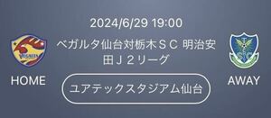  6/29 ベガルタ仙台 栃木SC　S指定席メイン南　チケット2枚ペア URL送信　最終値下