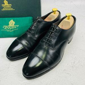 【良品】Crockett&Jones クロケットアンドジョーンズ ケント ストレート 内羽根 黒 ブラック 6.5 25cm 革靴 オーセンティック レザーソール