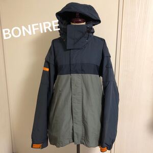 美品 着用回数2回 BONFIRE ボンファイア スキー スノーボード スノボ ウェア メンズ M ネイビー グレー ツーカラー レディース ジャケット