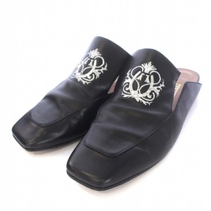 サルトル Leather Slipper Mule Loafers ミュール サボ パンプス フラットシューズ エンブレム 38 23.5-24cm 黒 20ESR3706 レディース