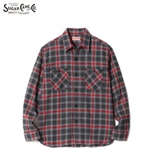 SUGAR CANE SC29362 119)BLACK / SIZE M “TWILL CHECK WORK SHIRT”