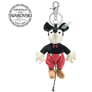 ★海外より！ 新品 Steiff/Disney/Swarovski #355646 キーリング・ミッキーマウス, ポリエステルフラシ天、12cm、年度限定品★