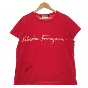 ★Salvatore Ferragamo サルヴァトーレフェラガモ 半袖 ロゴプリント Ｔシャツ サイズM レディース レッド コットン 136180843 1BA/92034