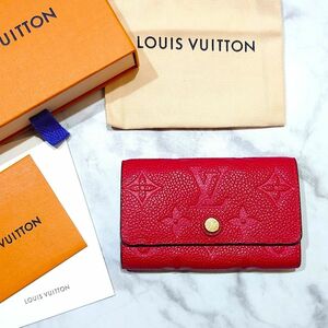 【ほぼ未使用・廃盤品】LOUIS VUITTON ルイヴィトン LV 6連キーケース モノグラム アンプラント M63708 ミュルティクレ6 赤 スカーレット