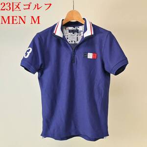 W1 MEN M 23区ゴルフ 紺 半袖プルオーバー