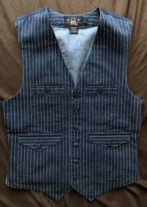 【名作】極美品 RRL INDIGO STRIPE VEST ダブルアールエル ストライプ ウォバッシュ ワバッシュ インディゴ ベスト ラルフローレンXS