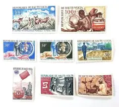 外国切手　アフリカ　オートボルタ共和国　未使用　8種