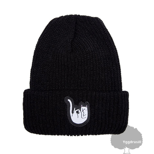 YGG★新品 本物 RIPNDIP リップンディップ Falling For Nermal Ribbed Beanie ビーニー 帽子 黒 ブラック ニット帽