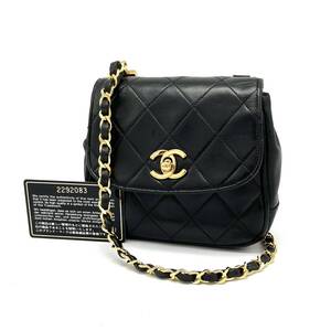 1円 良品 CHANEL シャネル ミニ マトラッセ ターンロック ココマーク ラムスキン チェーン ショルダー バッグ dD10190N