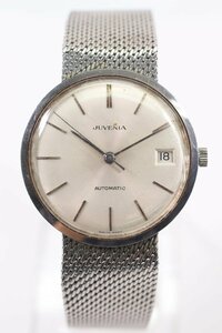 【ジャンク】JUVENIA ジュべニア 自動巻き デイト シルバーカラー メンズ 腕時計 アンティーク 5868-HA
