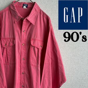 90s OLD GAP 長袖　シャツ　オールドギャップ　Lサイズ 90