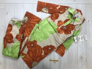 訳あり新品タグ付き！Tiara ティアラ レディース 襟付きハーフボタン 七分袖チュニック・パンツ 上下セットアップ F オレンジ・黄緑