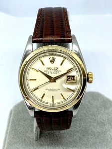 【即決/希少】 ROLEX ロレックス デイトジャスト 6305 1954年 腕時計 自動巻き エンジンターンドベゼル メンズ ヴィンテージ K18/SS コンビ
