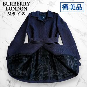 BURBERRY LONDON バーバリーロンドン ステンカラーコート ジャガード ツイード ウール 38　パープル