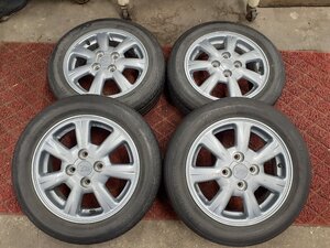 1円～★F7077■155/65R14 75S　4本価格　BRIDGESTONE NEXTRY　ダイハツ純正　送料無料 夏 7.5分山 14×4.5J +45 PCD100 ハブ径54㎜