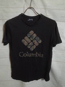 メンズ pk734 コロンビア Columbia カモフラージュ迷彩 ロゴ 半袖Tシャツ M ブラック 黒 