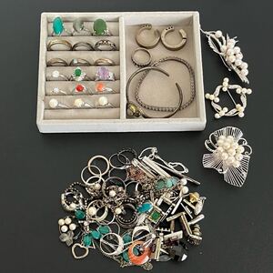 シルバーアクセサリー 全て刻印あり 【350g】silver 925 starring刻印 アクセサリーまとめ ネックレス ブローチ リング ネクタイピン