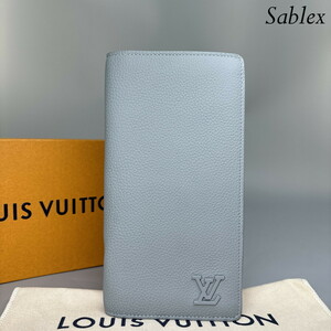 1円【新品同様/RFID】LOUSI VUITTON ルイヴィトン アエログラム M83385 ポルトフォイユ・ブラザ NM グレー メンズ 長財布 財布 激レア