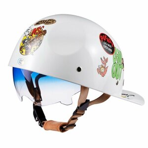 人気新品バイクヘルメット 内蔵サングラス 半帽ヘルメット 男女兼用 軽量レトロ野球帽M、L、XL、2XLサイズ 選択可 9色H