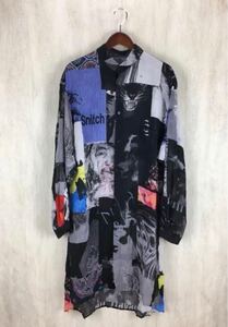 極美品BLACK Scandal Yohji Yamamoto ブラックスキャンダルヨウジヤマモト18SS size3パッチワーク　ロング　シャツアートプリント