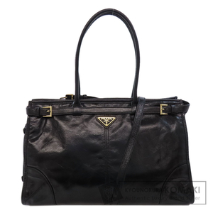 PRADA プラダ ロゴ金具 2WAY トートバッグ カーフ レディース 中古