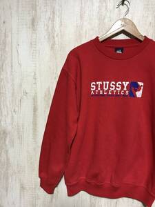 940☆【USA製 90s ヴィンテージ スウェットシャツ トレーナー】STUSSY オールドステューシー 赤 L