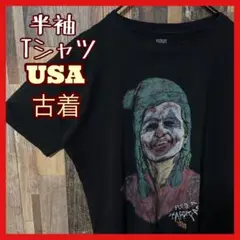 人物 アート プリント L ブラック メンズ USA古着 半袖 Tシャツ