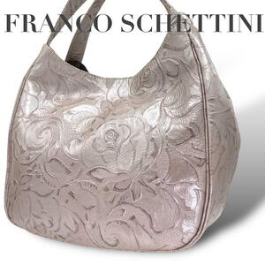 極美品　FRANCO SCHETTINI トートバッグ　花柄　レザー 牛革